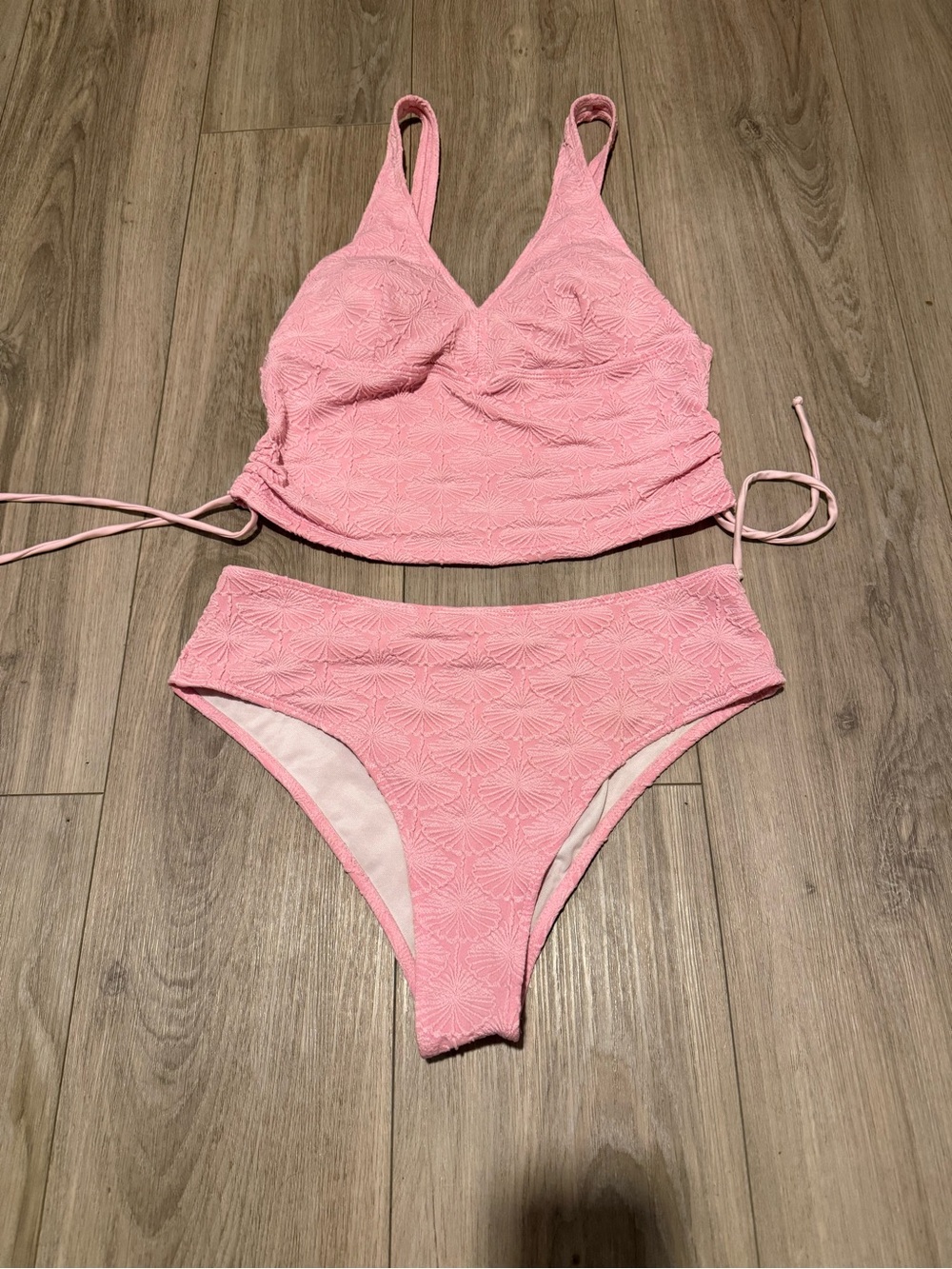 Textured Pink Two-Piece Women's Bikini Set